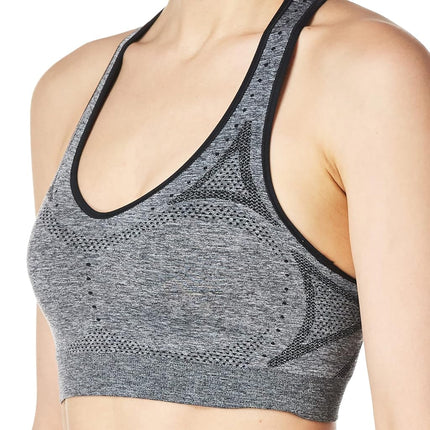 Hanes Womens Sport Seamless Racerback Sports Bra, Ebony Heather - 1 Pack, XXL