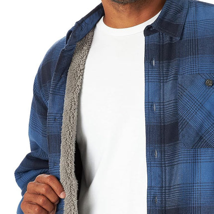 Wrangler Authentics Men's Long Sleeve Sherpa Lined Flannel Jacket Shirt, Admiral Blue, L UK