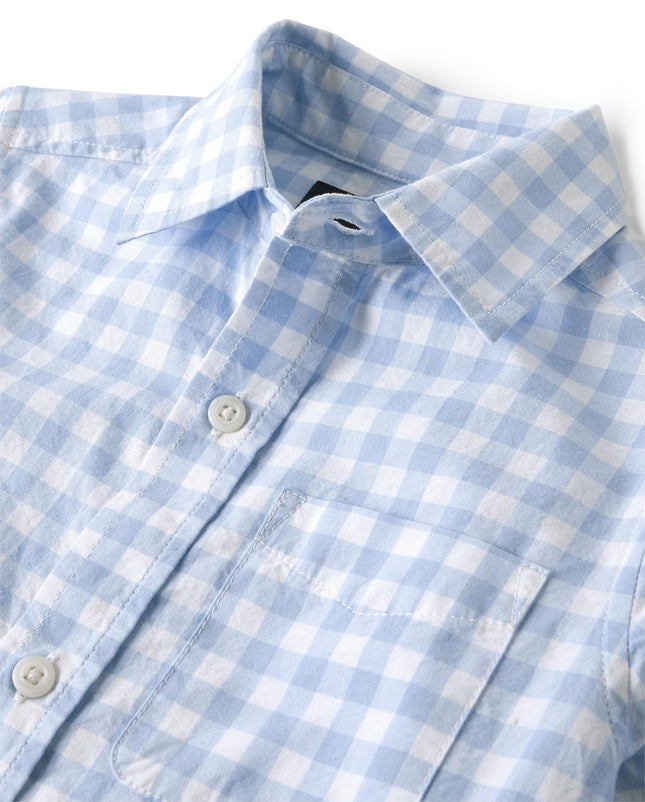 The Children's Place Boys' Long Sleeve Poplin Button Up Shirt, Whirlwhind Gingham, Medium