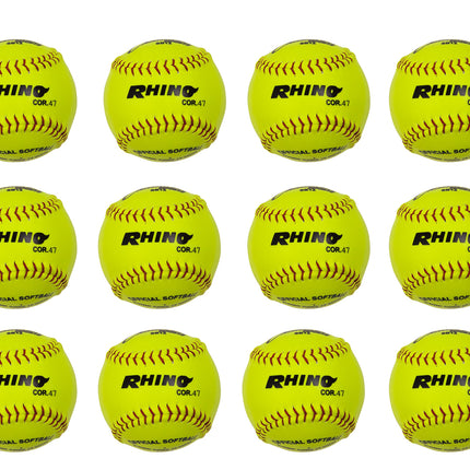 Champion Sports SB12 Optic Yellow Syntex Cover Softballs, 12 po, Paquet de 12