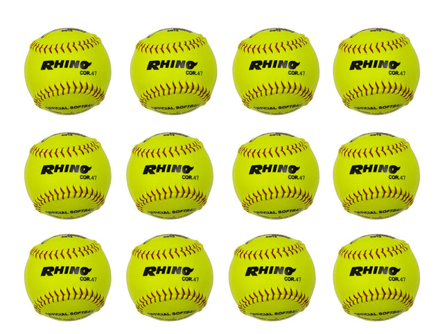 Champion Sports SB12 Optic Yellow Syntex Cover Softballs, 12 po, Paquet de 12