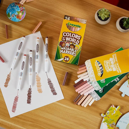 Crayola Colors of The World Markers 24 Count, Fine Line Washable Skin Tone Markers, 24