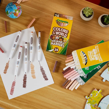 Crayola Colors of The World Markers 24 Count, Fine Line Washable Skin Tone Markers, 24