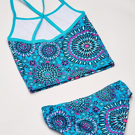 Kanu Surf Girls' Melanie Beach Sport 2-pc Banded Tankini Swimsuit, Melanie Aqua, 6