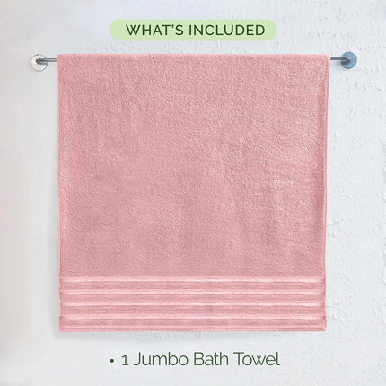 Elegant Comfort 100% Turkish Cotton 4 Lines Viscose Stripe Jumbo Bath Towel - Hotel Spa Quality Extra Large 35 x 70 Inch Bath Towel Ultra Soft, Super Absorbent Quick Dry Large Bath Towel, Dusty Rose