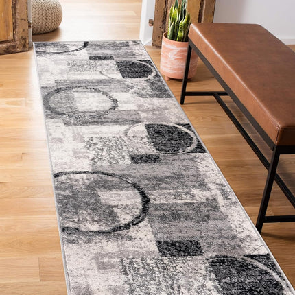 Rugshop Contemporary Circle Design Runner Rug, Non-Shedding Carpet for Hallway, Kitchen, or Entryway, Cream, 2' x 7'2"