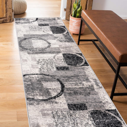 Rugshop Contemporary Circle Design Runner Rug, Non