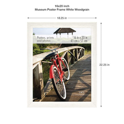 MCS Museum Poster Frame, White Woodgrain, 16 x 20 in, Single