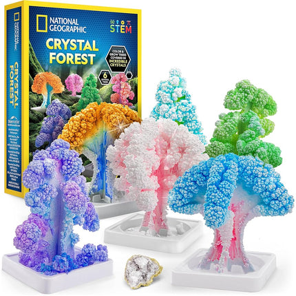 NATIONAL GEOGRAPHIC Kits de bricolage pour enfants - Kit de culture de cristaux, Faites pousser 6 arbres de cristaux en seulement 6 heures, Kit d'artisanat éducatif avec fournitures artistiques, spécimen de géode et guide d'apprentissage STEM
