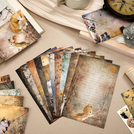 TaoBary 160 Pcs Cat Stationery Paper and Envelopes Set, 5.5 x 8.25''