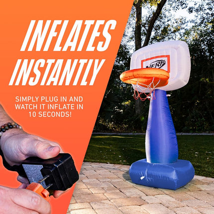 NERF AirHoop Inflatable Basketball Hoop Set for Kids, Instant Inflatable Youth Mini Hoop + Foam Basketball - Inflate in 10 Seconds - 5 Inch Toy Basket for Kids + 5