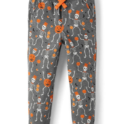 Gymboree Boys' and Toddler Fleece Jogger Sweatpants, Gray Skeletons, 2T
