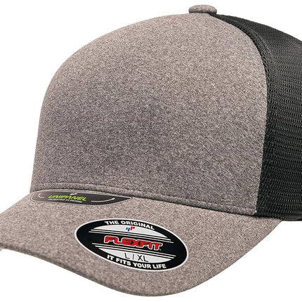 Flexfit Melange Unipanel Trucker Cap, Heather/Blac