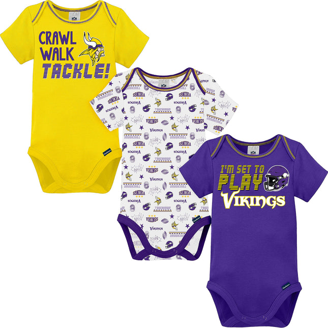 NFL Gerber Unisex Baby Standard 3 Pack Short Sleev