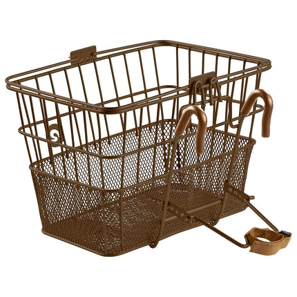 Retrospec Apollo Detachable Front Bike Basket Steel Half-Mesh with Integrated Detachable Hooks and Built-in Handle, Easy Assembly and Portability for Bicycles