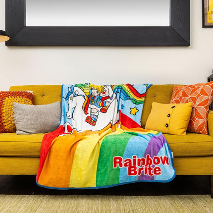 Silver Buffalo Rainbow Brite Screen Print Flannel Raschel Throw Blanket Featuring Rainbow Brite, Starlite, and Twink, 45" x 60"