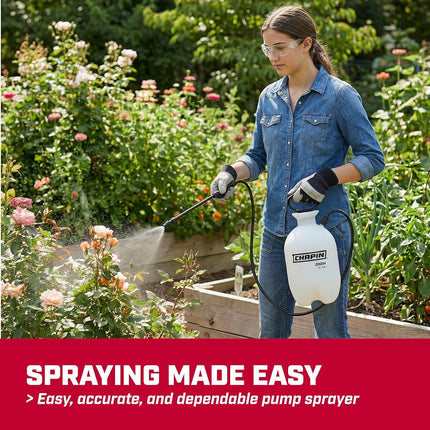 Chapin 20000 Made in USA 1 -Gallon Lawn and Garden Pump Pressured Sprayer, for Spraying Plants, Garden Watering, Weeds and Pests, Polypropylene, Translucent White