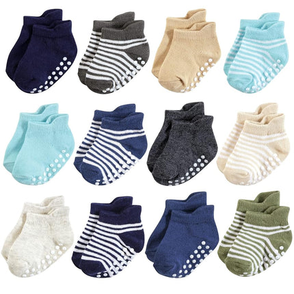 Chaussettes antidérapantes invisibles Hudson Baby unisexe pour bébé, bleu/écru, 12-24 mois