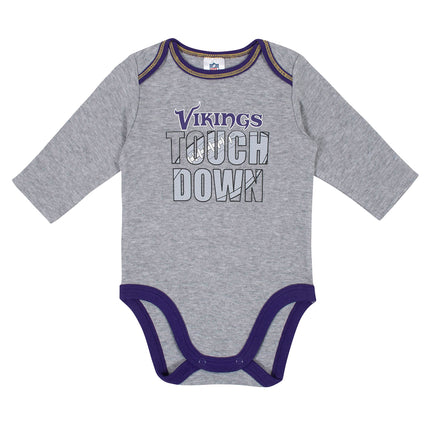 Gerber NFL Unisex Baby Standard 2 Pack Long Sleeve Onesie Bodysuit, Team Color, 6-12 Months