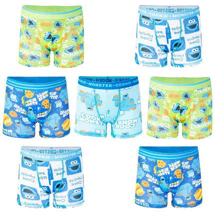 Sous-vêtements pour garçons Sesame Street avec leurs personnages préférés comme Elmo, Cookie Monster et Big Bird, tailles 18 mois, 2/3T, 4T, pack de 7 boxers athlétiques - Cookie Monster, 18 mois