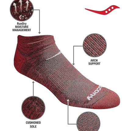 Saucony Men's Multi-Pack Mesh Ventilating Comfort Fit Performance No-Show Socks, Black Red Assorted (6 Pairs), Shoe Size: 8-12