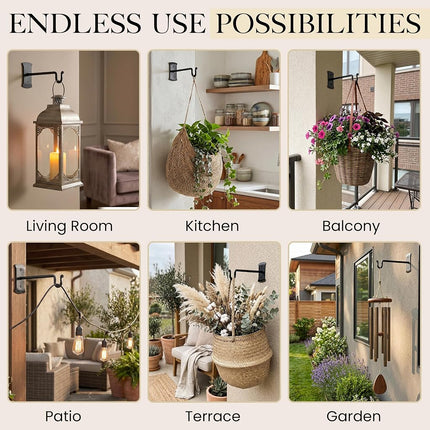 RTZEN Plant Hanger Shepards Hook 7.5" - Heavy Duty Wrought Iron Wall Decor - Indoor or Outdoor Shepherds Hook Hanging Bracket for Bird Feeders Lanterns Baskets and Wind Chimes - 2 Pack