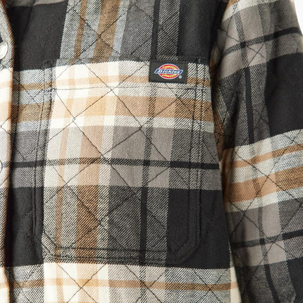 Dickies Chaqueta de camisa con capucha de franela para mujer, Negro, XL