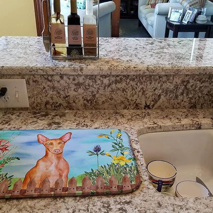 Caroline's Treasures CK1277DDM Pharaoh Hound Spring Dish Drying Mat, 14 x 21", multicolor