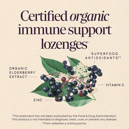 Nature's Way Sambucus Zinc Lozenges with Elderberry and Vitamin C, Honey Lemon Flavor, Gluten Free, Kosher Certified