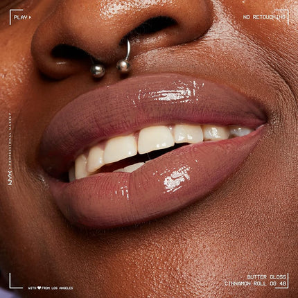 NYX PROFESSIONAL MAKEUP Brillo de Labios No Pegajoso Butter Gloss Brown Sugar - Cinnamon Roll (Marrón Grisáceo)