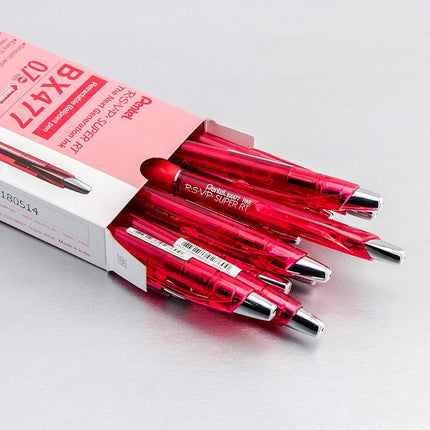 Bolígrafo Pentel RSVP Super RT, línea fina (0,7 mm), tinta roja - BX477-B