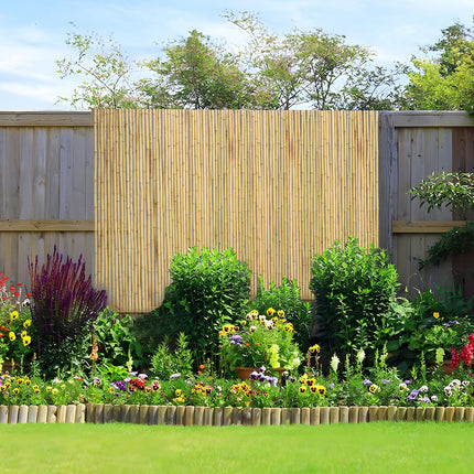 VEVOR Natural Rolled Bamboo Fence, Eco-Friendly Bamboo Privacy Fence 6 ft H x 8 ft L x 0.75 in D, Decorative Bamboo Privacy Screen for Garden, Backyard, Balcony, Patio, Pool Side
