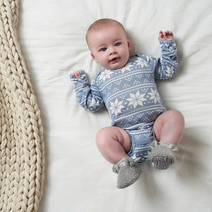 Gerber Unisex-Baby Botines Antideslizantes de Forro Polar con Orejas, Orejas Grises, 6-9 Meses Bebé