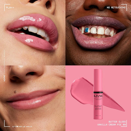 NYX PROFESSIONAL MAKEUP Butter Gloss, Lip Gloss, Non-Sticky - Vanilla Cream Pie (Mauve)
