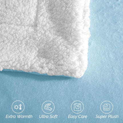 Elegant Comfort Ultra Soft Reversible Flannel Sherpa Blanket - Cozy Silky Fleece Throw for Couch, Bed - Plush Fuzzy Warm Winter Blanket for Gift, Twin XL, Aqua