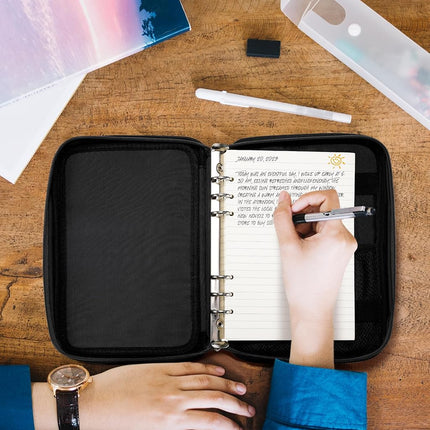 Zannaki A5 Zipper Binder with Binder Pockets, Dividers, Refill Paper, 6 Ring Refillable Binder Notebook for Personal Planner Journal Cash Budget Diary File Album Photocard Portable Travel Organizer