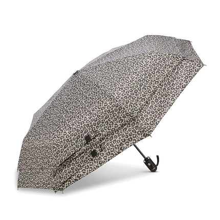 Samsonite Compact Auto Open/Close Umbrella, Grey/Black Cheetah, One size, Modern