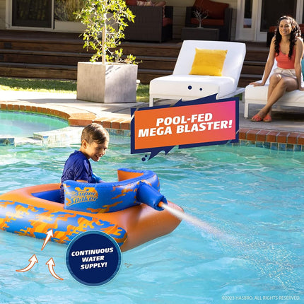 Nerf Super Soaker Megaforce Battle Tank Ride-On � Inflatable Pool Float with Pool-Fed Mega Water Blaster