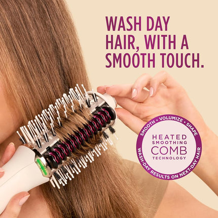 Shark HT212 SmoothStyle Heated Smoothing Comb Straightener and Smoother Gift Set with Heat Resistant Storage Bag, Dual Mode, Blow Dryer Brush + Straightener, for All Hair Types, Silk