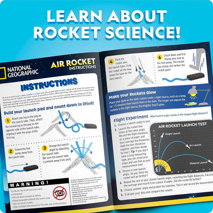 National Geographic Air Rocket Launcher Toy - Launch Glow in the Dark Rockets up to 30 Meters, Kids Outdoor Toys, Toys for Kids 8-12, Glow in the Dark Toys, Rocket Kit, Fun Outdoor Toys for Kids