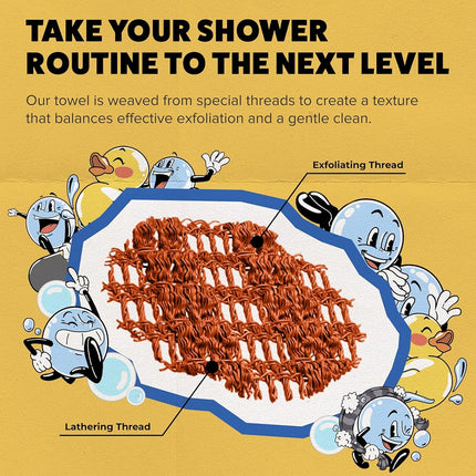 GOSHI Exfoliating Shower Towel - Marigold Yellow, Orange, 8.90/'' x 4.61/''