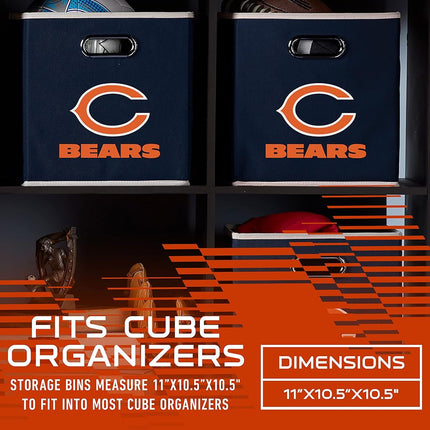 Franklin Sports NFL Chicago Bears Collapsible Storage Bin NFL Folding Cube Storage Container Fits Bin Organizers Fabric NFL Team Storage Cubes One Size