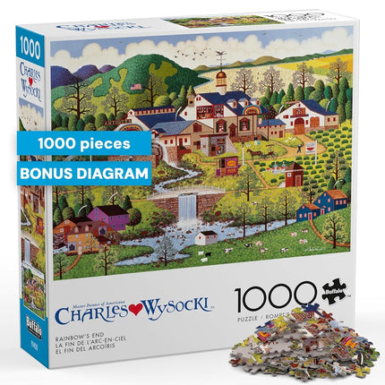 Buffalo Games – Charles Wysocki - Rainbow's End - 1000 Piece Jigsaw Puzzle - Colorful Puzzles for Adults – Precision-Cut Pieces, Beautiful Artwork, and Hours of Fun