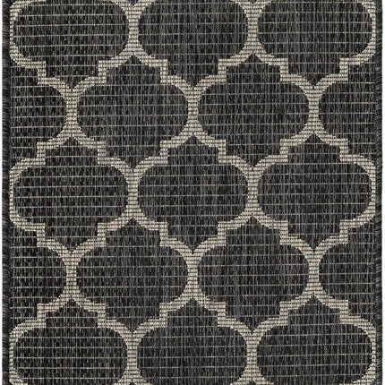 Tapis de la collection Unique Loom Outdoor Trellis – Treillis (Rectangulaire 61 cm x 94 cm, Noir/Ivoire)