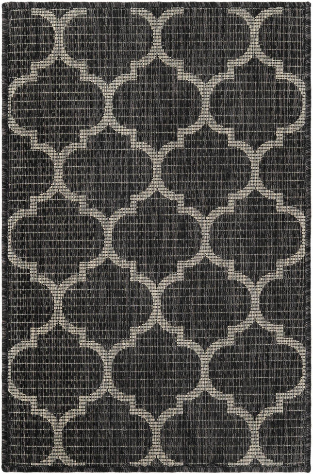 Tapis de la collection Unique Loom Outdoor Trellis – Treillis (Rectangulaire 61 cm x 94 cm, Noir/Ivoire)