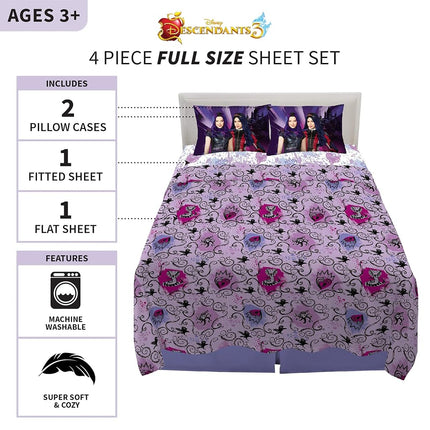 Parure de draps super doux Franco Kids, grand lit, Disney Descendants 3