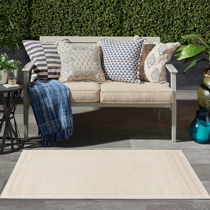 Alfombra de área Nourison Essentials para interior/exterior, marfil/oro, 0.91 m x 1.52 m, fácil de limpiar, no suelta pelo, para dormitorio, sala de estar, comedor, cocina (3x5)