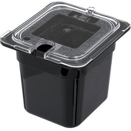 Carlisle FoodService Products Storplus Food Storage Container Food Pan, Chafing Pan for Catering, Buffets, Restaurants, Polycarbonate (Pc), 1/6 Size 6 Inches Deep, Black, (Pack of 6)