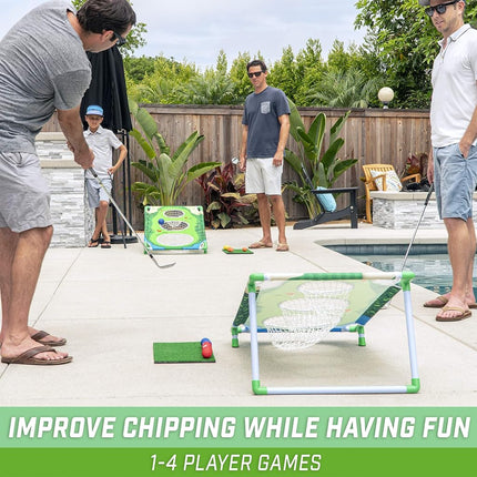GoSports BattleChip Tour Backyard Golf Cornhole Game – Includes 2 Targets, 2 Chipping Mats, 16 Foam Golf Balls, Scorecard and Carry Case