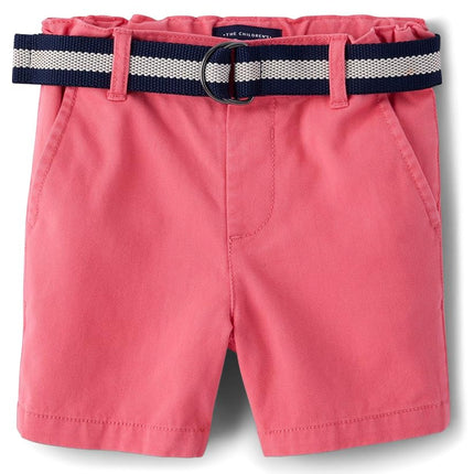 The Children's Place Baby Boys' and Toddler Twill Belted Chino Short, Astible, 12-18 Months